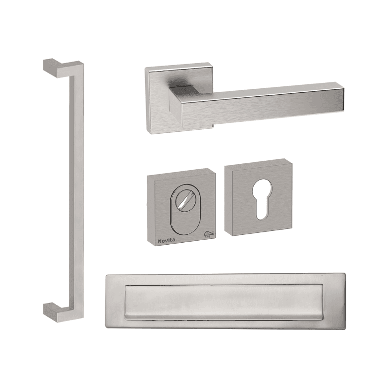 Voordeurset vierkant met Denver S 600 en briefplaat inox